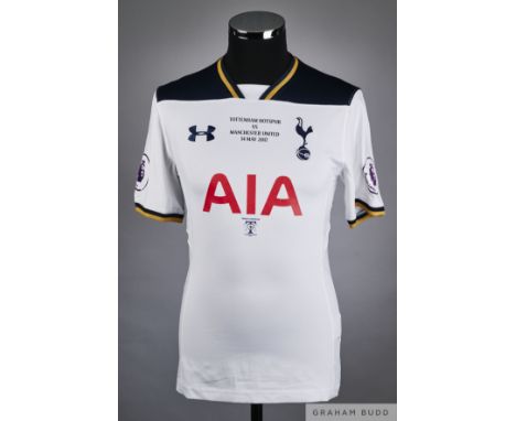 Christian Eriksen white and blue No.23 Tottenham Hotspur v. Manchester United short-sleeved shirt, 2017, Under Armour, M with