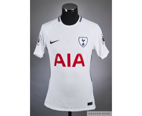 Danny Rose white No.3 Tottenham Hotspur match issue short sleeve home shirt 2017-18 Nike size M. crew neck collar, embroidere