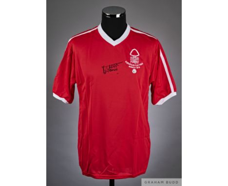 A replica Nottingham Forest 1979 European Cup Final shirt autographed by Trevor Francis with COA from Allstars
