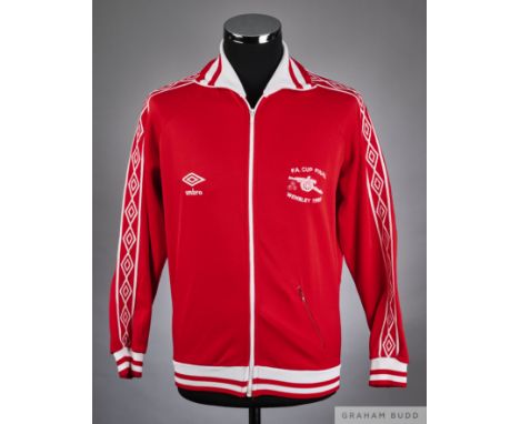 Red Arsenal v. West Ham United 1980 F.A.Cup Final tracksuit top, 1980, Umbro, M with zip-up collar and embroidered badge insc