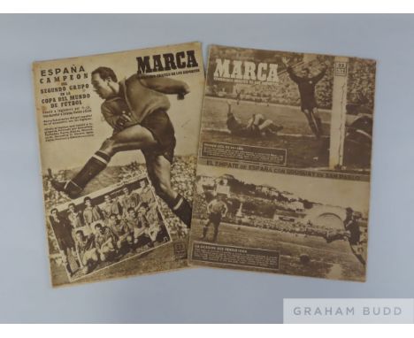 Collection of programmes from 1950 FIFA Brazil World Cup,items to include - an official 4-page card fixture programme with ri