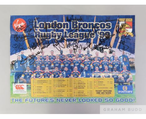 Rugby League Cup Final 1999 signed programme London Broncos v Leeds Rhinos, played at Wembley 17th May 1999, 68-page programm