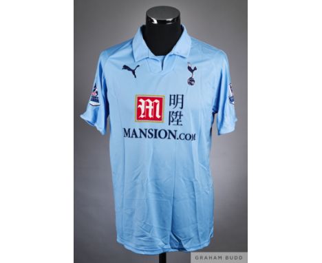Robbie Keane blue No.15 Tottenham Hotspur match issue short sleeve away shirt 2008-09, Puma size M, v neck collar with embroi