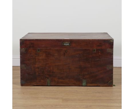 A 19TH CENTURY BRASS BOUND CAMPHOR WOOD TRUNK102cm wide; 59cm deep; 55cm high