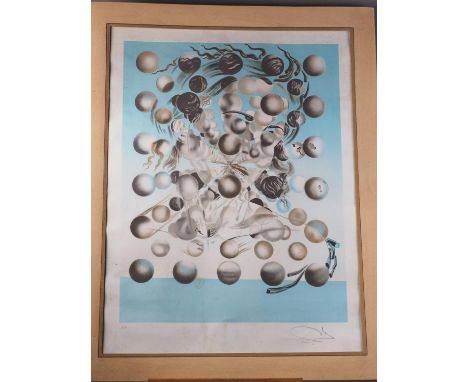 Salvadore Dali: a signed E A&nbsp; lithograph, "Galatea of the Spheres", 23 1/2" x 18 1/2", unframed (water staining)
