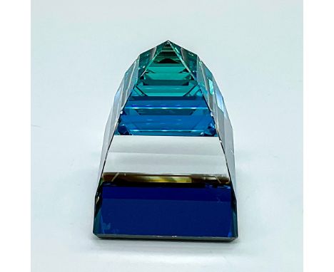 Part of the Decorative Items For The Desk collection. Small blue pyramid. Swarovski marking. This item has its original box: 