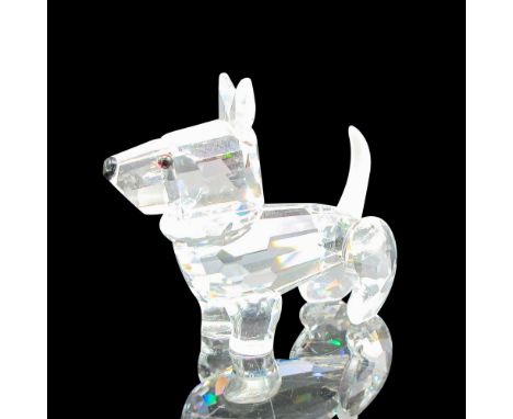Clear crystal figural with black inset eyes and button nose. Swarovski backstamp. 7619000002. This item has its original box: