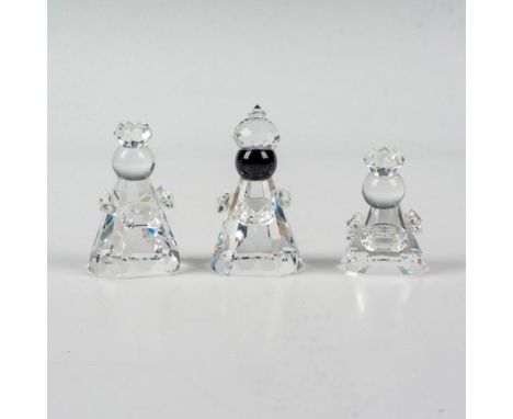 Three wise men figurines designed in clear and jet crystal. Part of the Nativity scene Christmas decor. Swarovski backstamp. 