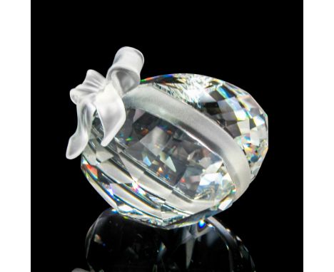 Clear faceted heart with satin ribbon and bow. Swarovski backstamp. 7480000001. This item has its original box: 4"L x 4"W x 3