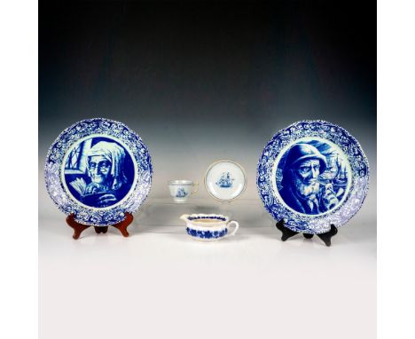 Includes Spode Tradewinds blue teacup 2.75"H x 3.5"dia. and saucer 1"H x 6"dia.; Vinranka blue gravy bowl 7"L x 4"W x 3"H and