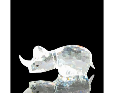 Part of the African Wildlife group. Clear faceted body has black crystal eyes with frosted horns and tail. Swarovski backstam