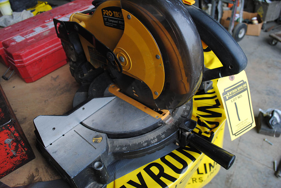 { Group of lots 1, 2 } PROTECH 10'' COMPOUND MITER SAW; MODEL 7208