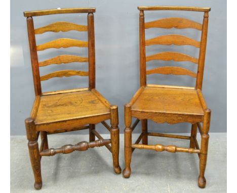 Set of six Lancashire stick back chairs on pad feet 