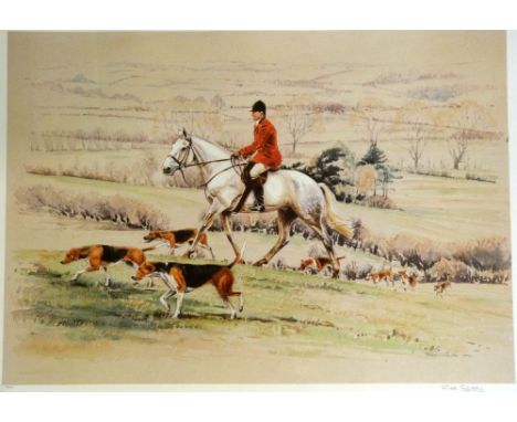 Ross Goody - three prints of hunting scenes framed and glazed 
