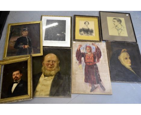 19thc entury portrait of a military officer and six other portraits 