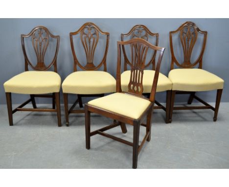 Set of four mahogany Chippendale style chairs and one other similar 