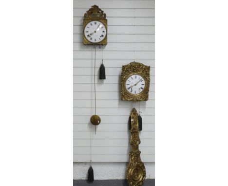 Early 19thC French comtoise with verge escapement, two train wall clock with white enamel Roman dial, signed Chovin Fils a St