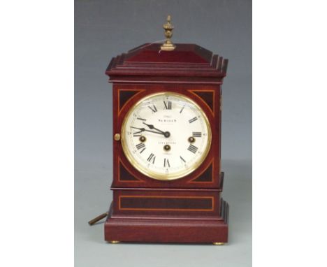 Sevills of Liverpool mantel / shelf clock, the Roman painted dial with Arabic minutes and gilt bezel, the three-train movemen