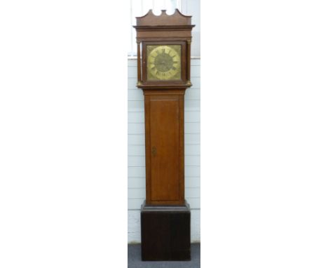 W Fresbury, Coventry 19thC oak longcase clock with Roman brass dial, Arabic minutes and masked spandrels, the 30 hour movemen