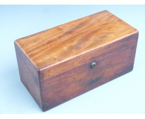 19thC mahogany tea caddy with two hinged lift out caddies, space for mixing bowl and fitted Bramah lock, W37cm&nbsp;