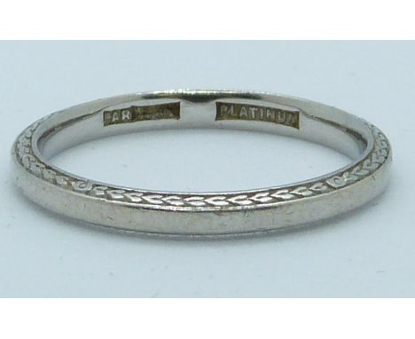 A platinum wedding band/ring by Parsons, 3g, size K