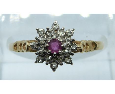 A 9ct gold ring set with rubies and diamonds, 1.6g, size O/P&nbsp;