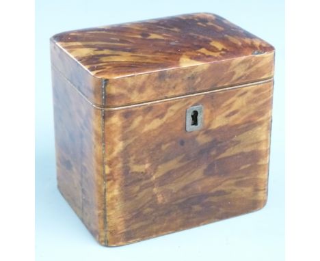 19thC tortoiseshell tea caddy, W11cm&nbsp;