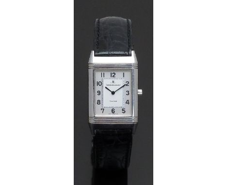 Jaeger-LeCoultre Reverso Classic gentleman's wristwatch ref 250.8.86 with blued hands and Arabic numerals and stainless steel