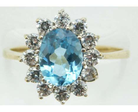 A 9ct gold ring set with a topaz and cubic zirconia, 2g, size N&nbsp;