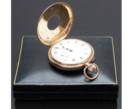 Marvin 9ct gold keyless winding pocket watch&nbsp;with inset subsidiary seconds dial, blued hands, black Roman numerals, whit