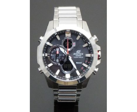 Casio Edifice Tough Solar Bluetooth gentleman’s world time chronograph wristwatch ref. ECB-500 5427 with automatic time adjus