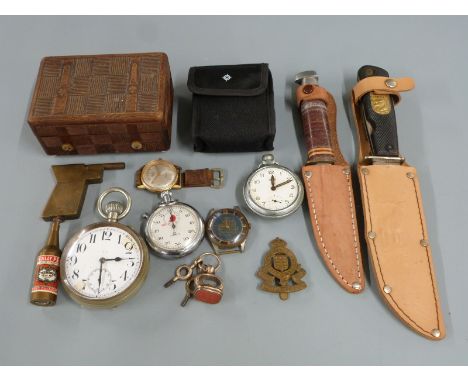 Quantity of collectables to include Goliath pocket watch, Smiths pocket watch with car dashboard or similar magnetic mount, P