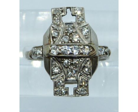 Art Deco ring set with diamonds, 4.2g, size K