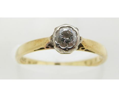 An 18ct gold ring set with a diamond of approximately 0.2ct, 2.3g, size M