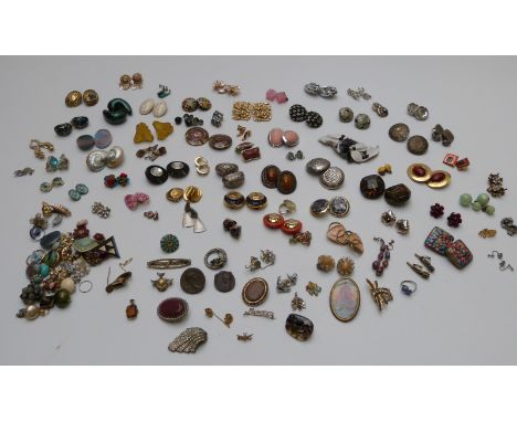 A large collection of earrings including Attitude Paris, enamel and glass examples&nbsp;&nbsp;
