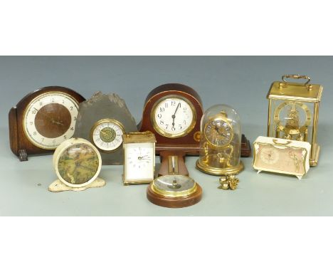 A collection of 20thC clocks to include automaton, anniversary, Smiths electric, Metamec carriage, barometer etc