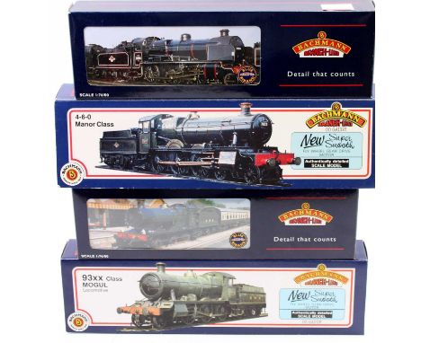 Four various boxed Bachmann 00 gauge locomotives to include a No. 31-801 Class 93XX Great Western Railway locomotive, togethe