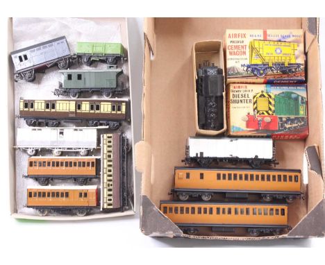 One tray containing a collection of mainly H0 scale white metal and kit built passenger stock and locomotives to include vari
