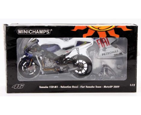 A Minichamps 1/12 scale Motorcycle No. 122 093046 Yamaha YZR-M1 Fiat Yamaha Team MotoGP 2009 "Valentino Rossi" in its origina