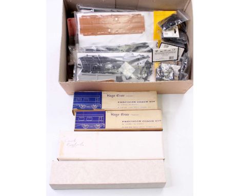 One box of various bagged, sealed and loose plastic and metal 00 scale modelling accessories to include coach kits, coach acc