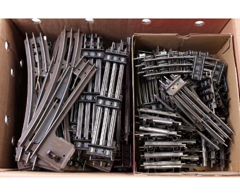A large quantity of Hornby electric track, recently taken from a layout, very clean and ready for use: 73 straights, 32 x 2’ 