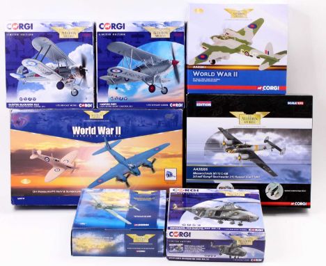 Corgi Aviation Archive 1/72nd scale boxed aircraft group of 7 comprising reference numbers AA99110, AA38506, AA32811, AA27301