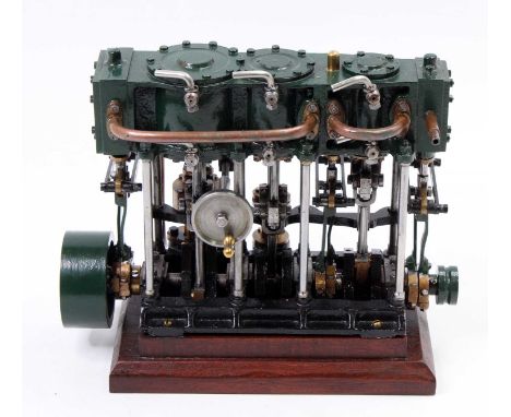 A very well engineered Stuart Turner Triple Expansion Marine Engine, original castings free running to hand, hand-painted in 