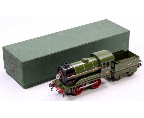 1931-36 Hornby E020 loco &amp; tender, 0-4-0, LNER green 5508 on cab-side, 20v AC, revised body style, no cylinders, ‘LNER’ o