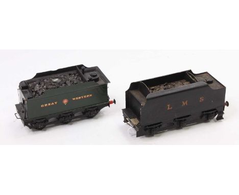 Two non-Hornby 6-wheel tenders, possibly kit built, fine scale wheels, both unlined, well made: ‘Great crest Western’ on glos