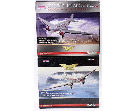 Corgi Aviation Archive limited edition group of 2 comprising No. AA38201 Douglas C-47A Skytrain "The Berlin Airlift" annivers