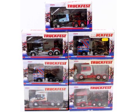 Seven boxed Corgi 1/50 scale Truckfest vehicles, all housed in original window display packaging to include a No. CC12817, CC