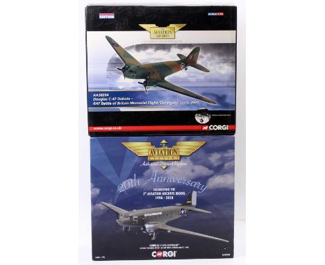 A Corgi Aviation Archive 1/72nd scale limited edition group of 2 comprising No. AA38204 Douglas C-47 Dakota - RAF Battle of B