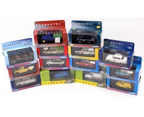 14 Corgi and Lledo Vanguards 1/43rd scale diecast, with specific examples including a Ford Zephyr MKII New Zealand Police Car