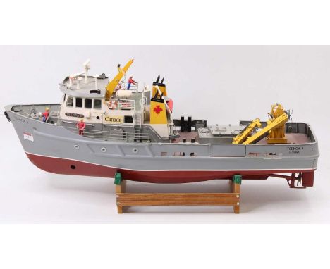 A Model Slipways 1/32 scale kit built model of a Tsekoa 2 twin screw boy layer, comprising of GRP hull with wooden removable 